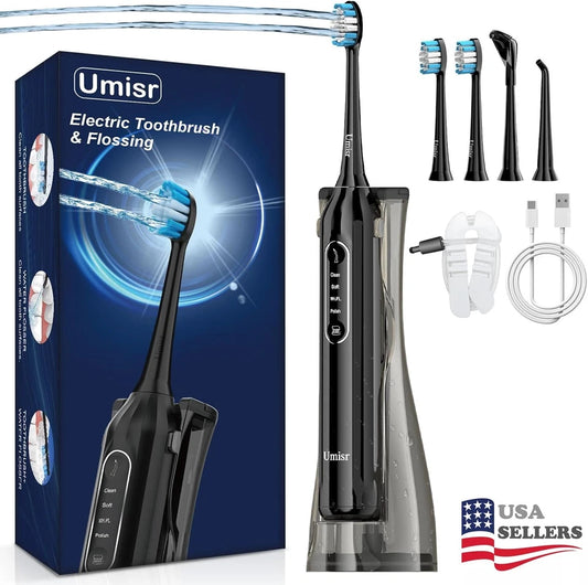 Electric Toothbrush with Water Flosser Combo, Cordless flossing Toothbrush